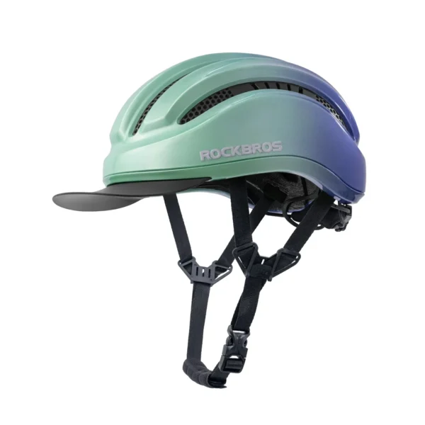 Casco de ciclismo urbano con visera Rockbros TS12000 verde y azul degradado