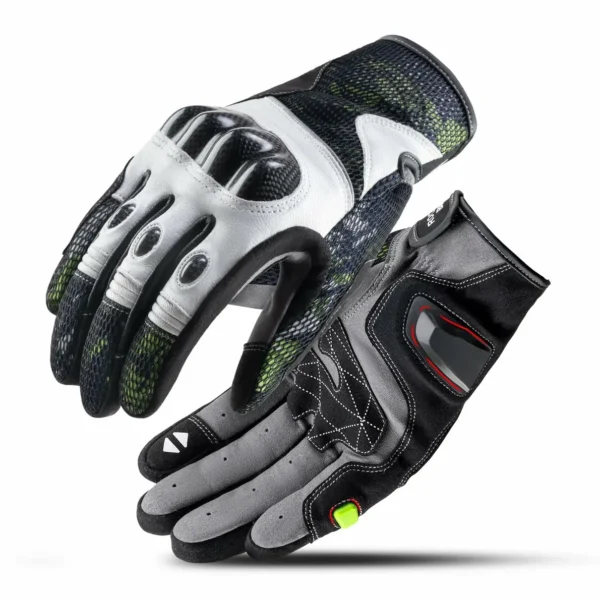 Guantes Rockbros GMT1006 vistos de lado, palma antideslizante y dedo táctil