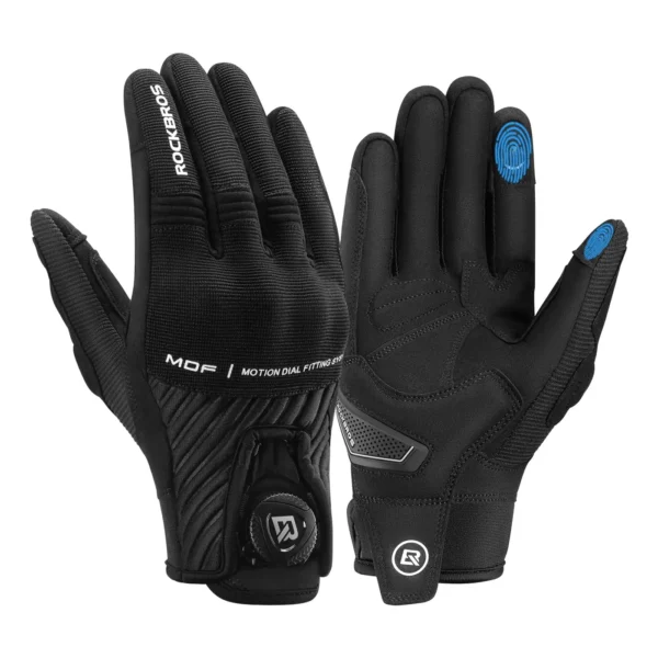 Guantes para moto y ciclismo Rockbros GMT5300 negros, dorso con nudillos y palma
