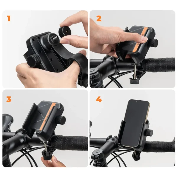 Pasos para instalar el soporte de celular Rockbros H2100 en el timón