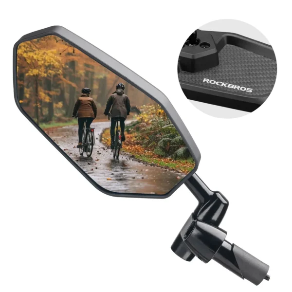 Espejo retrovisor izquierdo Rockbros MIR7001 con respaldo de carbono