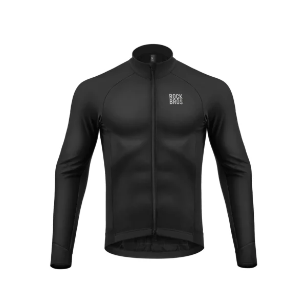 Casaca térmica de ciclismo Rockbros RK15360 negra, vista de frente