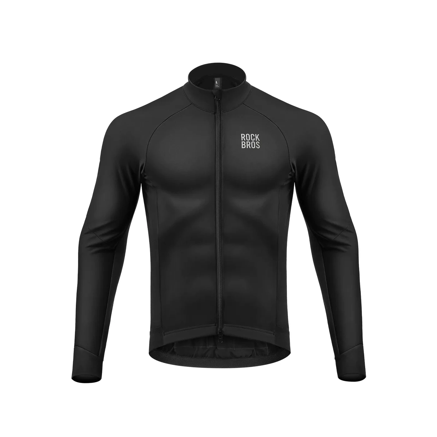 Casaca térmica de ciclismo Rockbros RK15360 negra, vista de frente