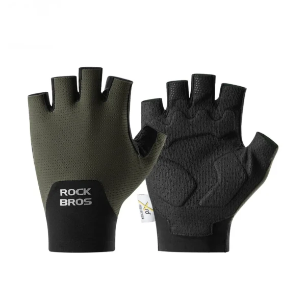 Guantes cortos de ciclismo Rockbros S510 verde, dorso y palma
