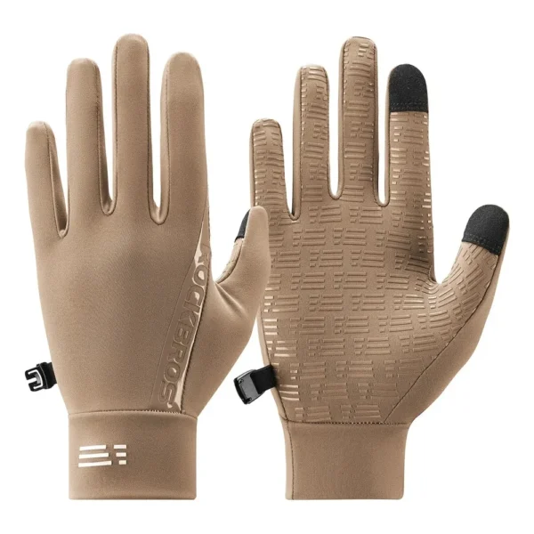 Guantes térmicos de ciclismo con grafeno Rockbros S6600 beige, dorso y palma