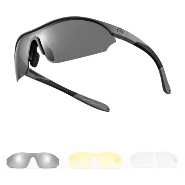 Lentes Rockbros SP3000 gris con sus 3 lunas: polarizada, amarilla y transparente